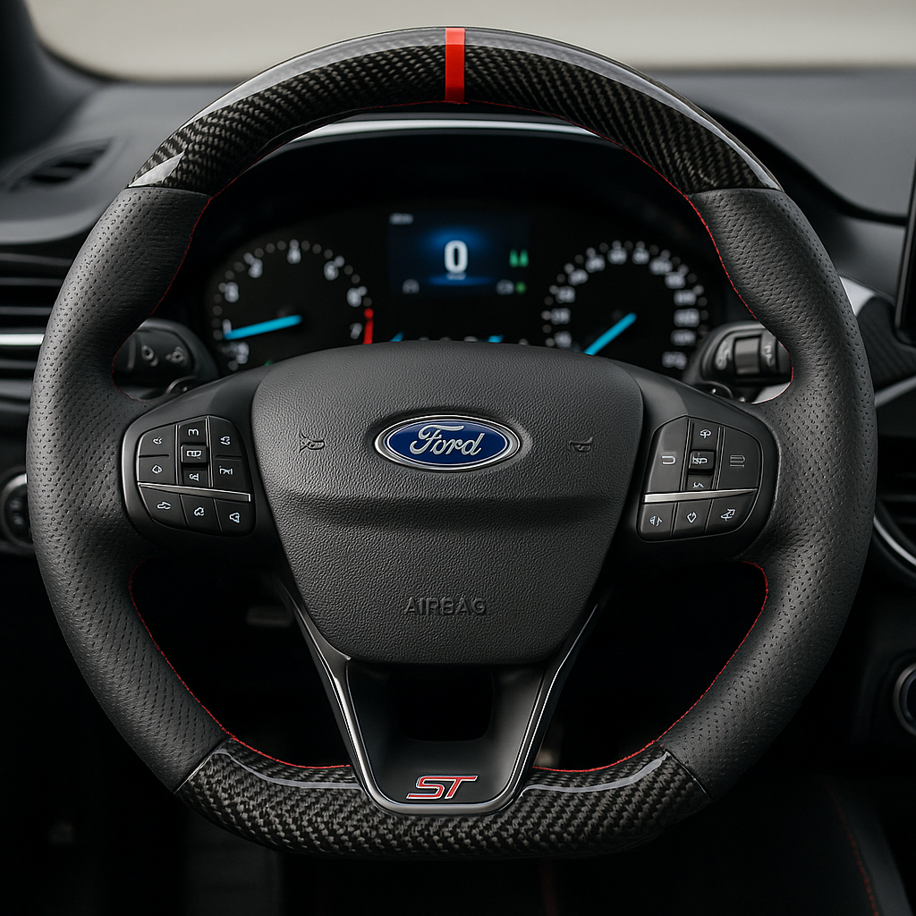 Volant ST – Ford MK3 MK4 MK7 MK8 – Carbone & Cuir perforé