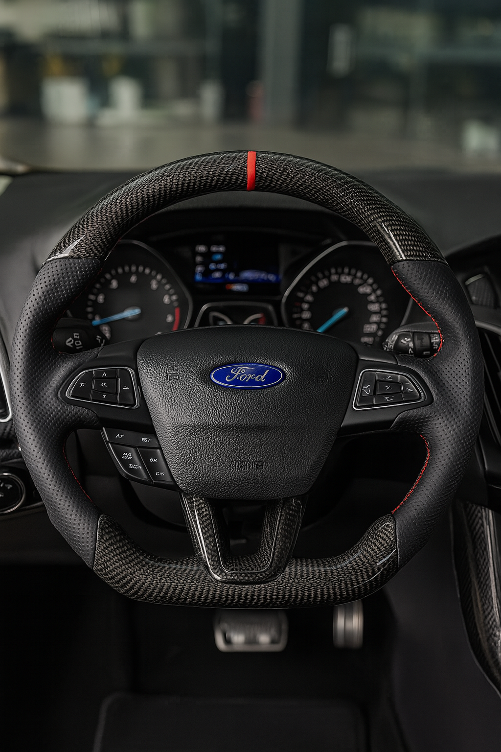 Volant RS – Ford Focus MK3 / Fiesta MK7 – Carbone & Cuir perforé